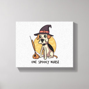 Barks and Bandages One Spooky Nurse Dog Design   Canvas Print