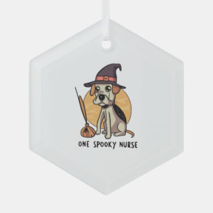 Barks and Bandages One Spooky Nurse Dog Design Glass Ornament