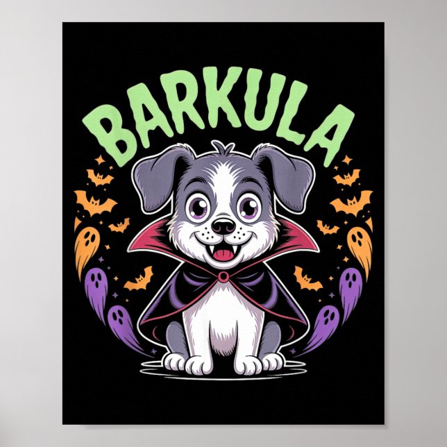 Barkula Cute Dog Halloween Vampire Poster (Front)