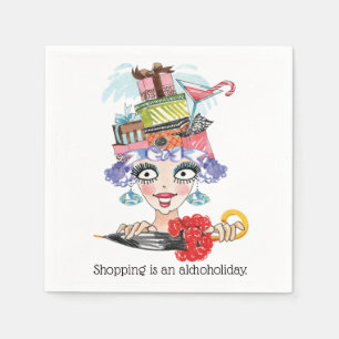 Barmaid Lady Funny Face Cocktail Paper Napkin