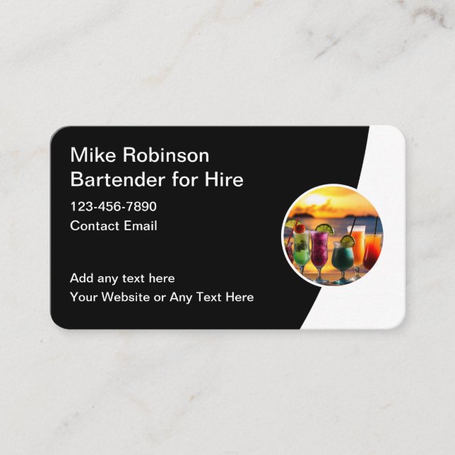 Barman Classique Pour Location Carte de visite (Devant)