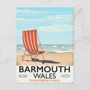 Barmouth North wales vintage travel poster Postcard