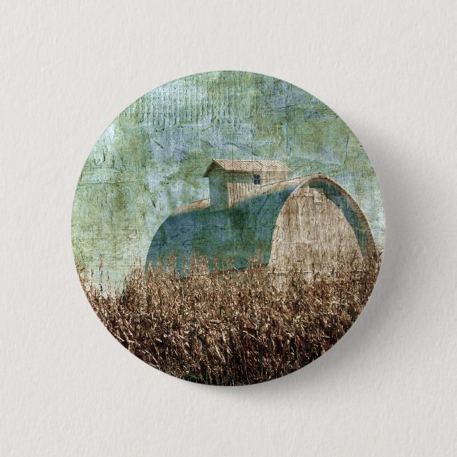 Barn and Corn Field near harvest time 2 Inch Round Button (Front)