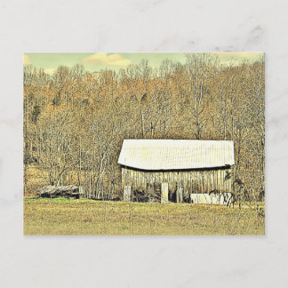 Barn and Tobacco Cart Postcard