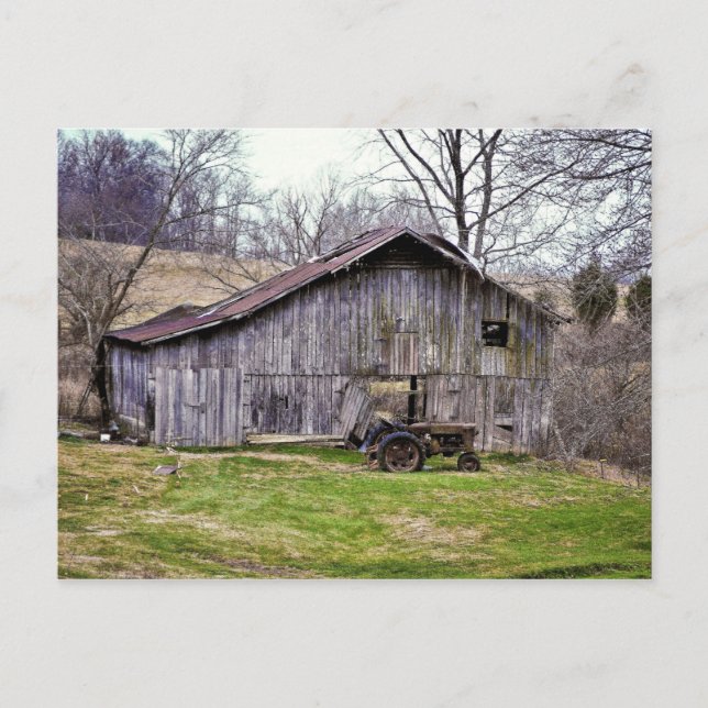 Barn and Tractor Postcard (Front)