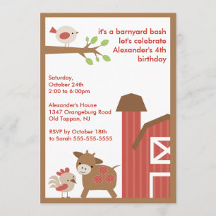 Barn Animal Fun Birthday Party Invitation