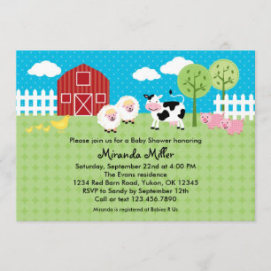 Barn Animals Baby Shower Invitation