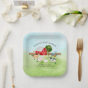 Barn Animals  Baby Shower  Paper Cups Paper Plate