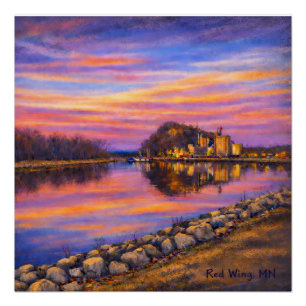 Barn Bluff, Red Wing Sunset Glossy Poster