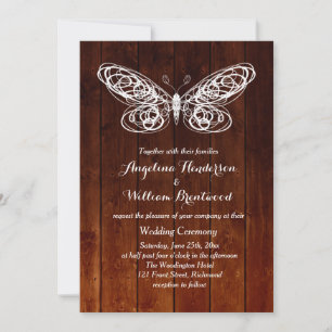 Barn Board Butterfly Wedding Invitation