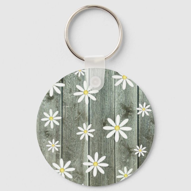 Barn board Daisy Keychain (Front)