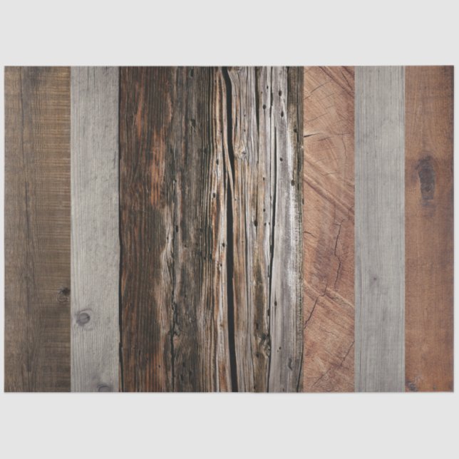 Barn Board Rustic Wood Tissue Paper (Front)
