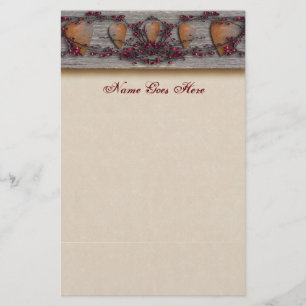 Barn Boards Rusted Hearts Stationery