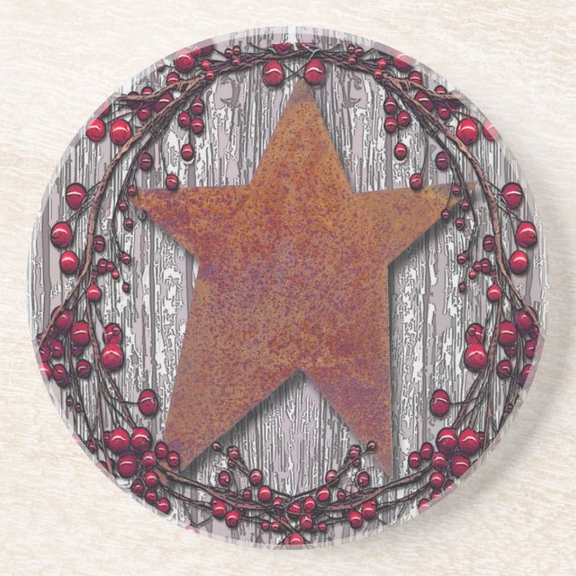 Barn boards Rusted Star Coaster (Front)