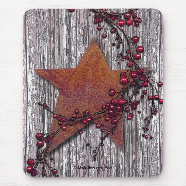 Barn Boards With Rusted Star Mouse Pad (Front)