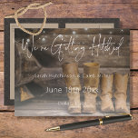 Barn & Boots Rustic Cowboy Wedding Save the Date Announcement Postcard<br><div class="desc">Say "I Do" with a touch of rustic charm and Western flair! Our cowboy ranch-themed wedding save the date card postcard features a weathered log cabin wall and wood floor background, capturing the authentic essence of the wild frontier. Two pairs of leather-worn cowboy boots rest side by side, symbolizing your...</div>