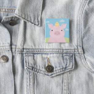 Barn Buddies - Piglet & Chick 2 Inch Square Button