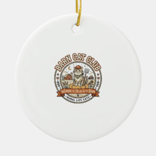 Barn Cat Club Cat Farmer Farm Animal Mashup Cat Vi Ceramic Ornament
