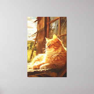 Barn Cat Radiance Oil Painting Masterpiece Canvas Print