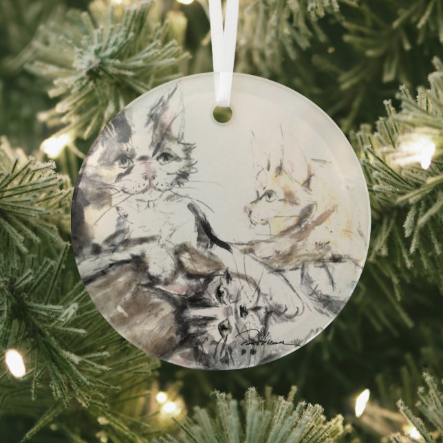 Barn Cats by Hevener Glass Ornament (Insitu)