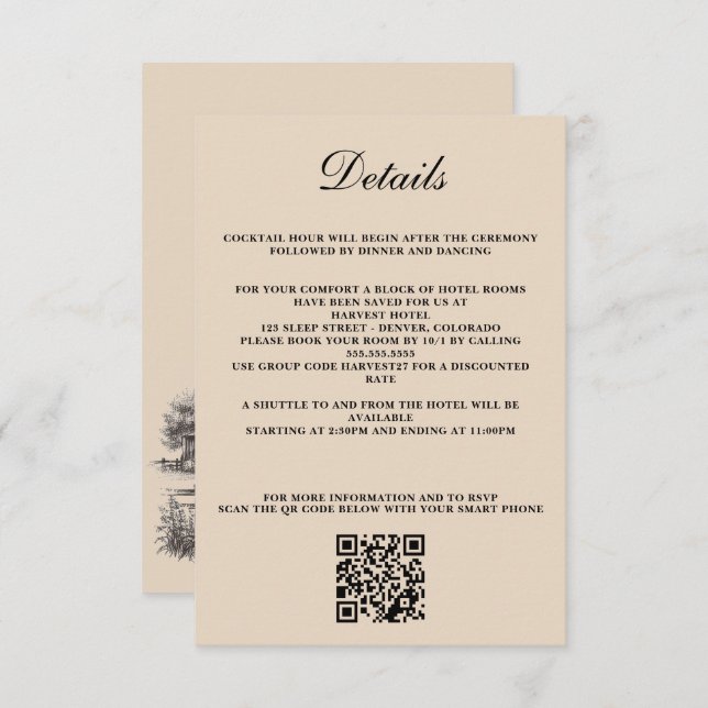 Barn Couple QR Code and Details Enclosure Card (Front/Back)