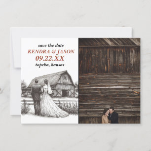 Barn Couple Save the Date Invitation
