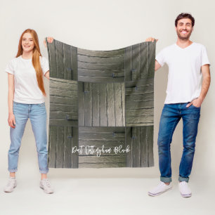 Barn Door Design HORSE NAME Rustic Equestrian Fleece Blanket