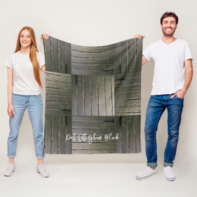 Barn Door Design HORSE NAME Rustic Equestrian Fleece Blanket (In Situ)