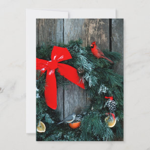 Barn Door Holiday Wreath with Winter Birds Card