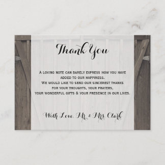 Barn Doors Thank you Card