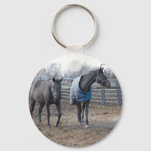 Barn Farm Horses Keychain