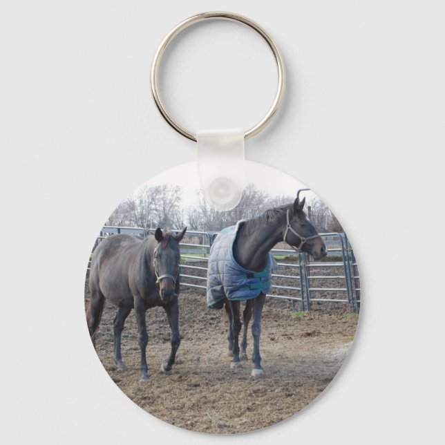 Barn Farm Horses Keychain (Front)