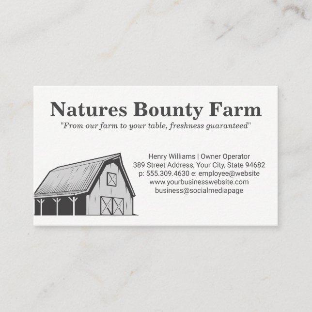 Barn | Farmland | Agriculture Business Card (Front)