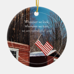 Barn Flag Patriotic Reminders All Around Ceramic Ornament