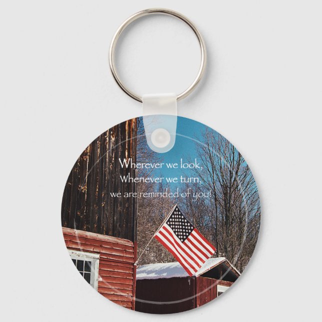 Barn Flag Patriotic Reminders All Around Keychain (Front)