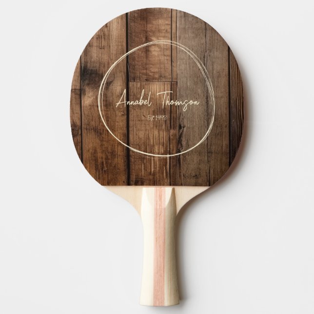 Barn Floor Boards Name in Drawn Circle  Ping Pong Paddle (Front)