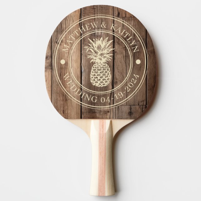 Barn Floor Boards Pineapple Wedding Names Ping Pong Paddle (Back)