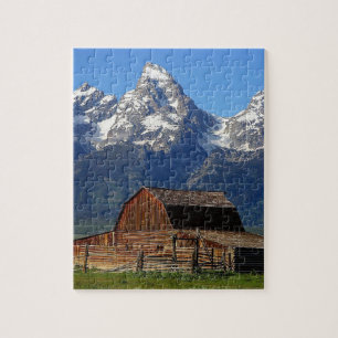 Barn grand Tetons mountains Jigsaw Puzzle