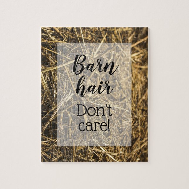Barn Hair Don't Care Funny Quote on Hay Bale Jigsaw Puzzle (Vertical)