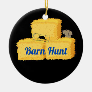 Barn Hunt Dog Rat Hunting Barn Hunt with hay Ceramic Ornament