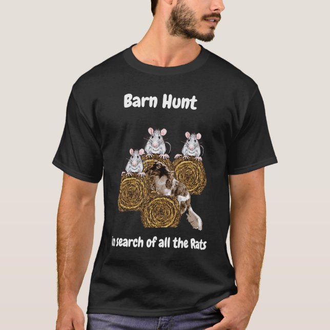 Barn Hunt  in search of rats with Piebald Doxie T-Shirt (Front)