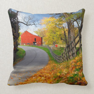 Barn in Fall Throw Pillow