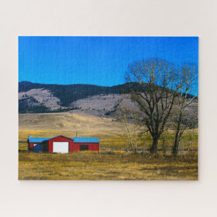 Barn in Montana, USA Sky Rustic Photography Jigsaw Jigsaw Puzzle