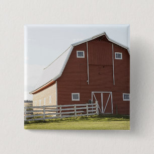 Barn in rural landscape 2 inch square button