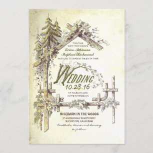 Barn in the Woods Rustic Wedding Invitations