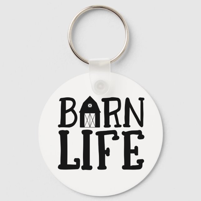 Barn Life  Farmer Cow Chicken Horse Country Farmer Keychain (Front)