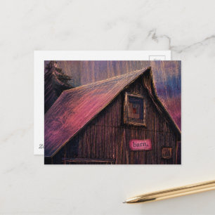 Barn Mixed Media Collage Postcard