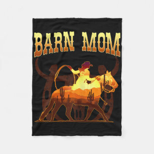Barn Mom I Equestrian Horse Fan Fleece Blanket