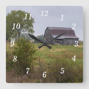 Barn On A Hill Wall Clock