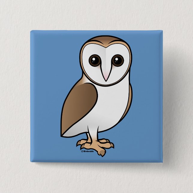 Barn Owl 2 Inch Square Button (Front)